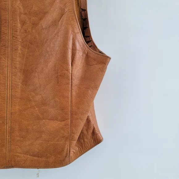 Brother Gambit Slick Vintage 70s Leather Vest Size Small Boho Western Southwest